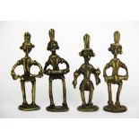 A group of four Benin bronze figures of musicians, tallest 11cm.