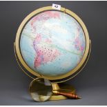 A Replogle World Nation Series vintage globe with relief surface, H. 41cm, together with a