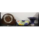 A vintage Smiths mantle clock and ceramic bowl and comport.