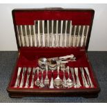 A vintage cased silver plated cutlery set.