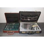 A briefcase of Solingen kitchen knives and a further small case of Solingen kitchen knives.