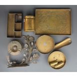 A quantity of trench art and other brass items.