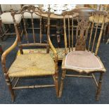 Two 19th Century turned wood occasional chairs.