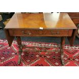 A regency style mahogany sofa table, W. 91cm.