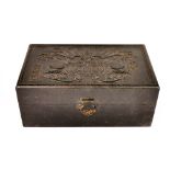 A Chinese carved hardwood box, 30 x 18 x 12cm.