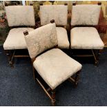 A set of four 1920's upholstered dining chairs.