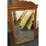 A Victorian carved mahogany mirror, H. 99cm. together with an upholstered cane chair and a regency