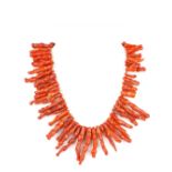 An unusual necklace of branch coral beads, necklace L. 38cm.