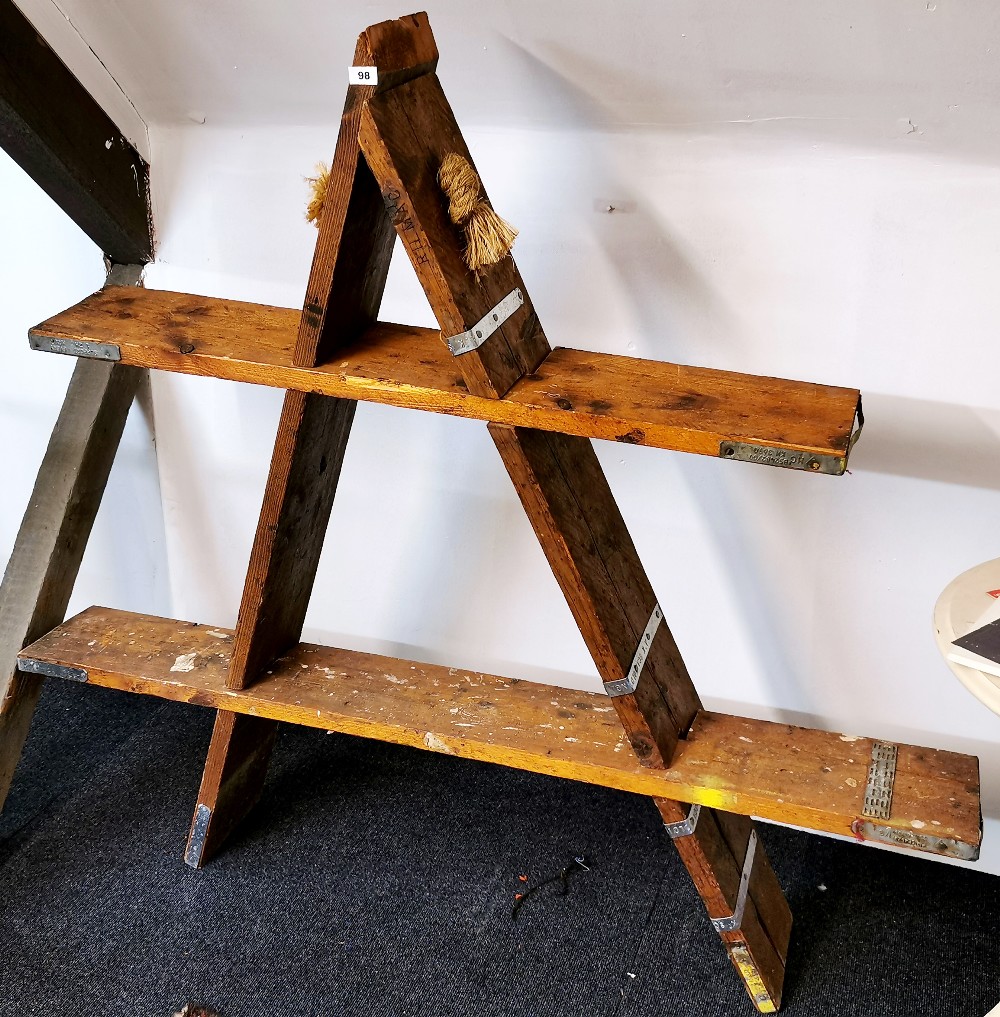 A interesting reclaimed pine triangular display shelf, W. 161cm. H. 146cm. - Bild 2 aus 3