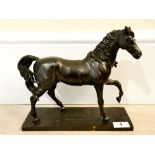 An interesting Chinese cast bronze figure of a horse Kok Kow Chaing Company, Singapore. H. 24cm.