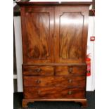 A lovely Georgian mahogany cabinet over chest, 122 x 192cm.