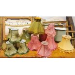 A group of 16 vintage lamp shades.