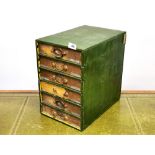 An early 20th Century chest of six filing drawers, 26 x 38 x 38cm.