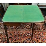 A Georgian mahogany fold out card table, 91 x 45.5cm.