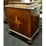 An early 19th Century inlaid and mahogany veneered pedestal cellarette, 67 x 46 x 86cm.