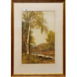 A gilt framed watercolour landscape of Strathspey by W. McWhirter , frame size 76 x 58cm.