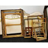 A collection of useful gilt pictureframes, largest 91 x 118cm.