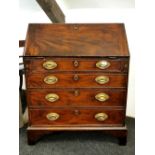 A fine Georgian mahogany four drawer bureau with nicely fitted interior, 84 x 52 x 104cm.