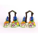 A pair of Tuscan china garden arches, H. 13cm.