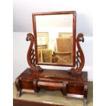 A Willam IV mahogany and mahogany veneered dressing mirror, W. 63cm. H. 73cm.