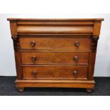 A 19th Century mahogany and mahogany veneered four drawer chest, 113 x 54 x 105cm.