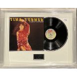 Autograph interest: A framed signed record by Tina Turner (1939 - present) , frame size 69 x 55cm.