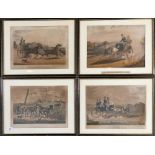 A set of four Hogarth framed 18th Century coloured prints after Henry Alken (British 1785 - 1851),