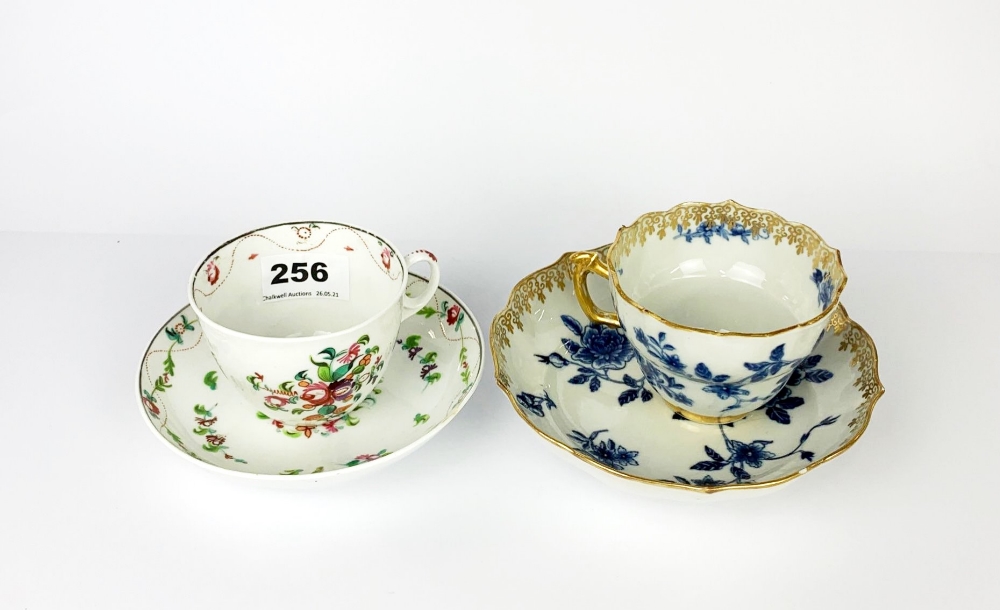 Two early English porcelain cups and saucers.