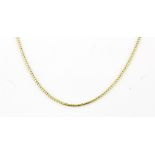 A yellow metal (tested 18ct gold) chain necklace, L . 41cm.
