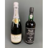 A boxed Harrods presentation champagne and port.