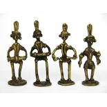 A group of four bronze figures of musicians, tallest 11cm.