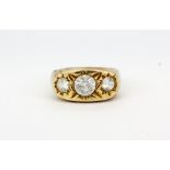 A gentleman's 9ct yellow gold stone set ring, (R).