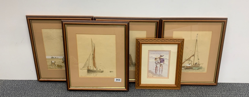 John Cotgrove (British) four framed lithographs of Thames sailing boats, frame size 35 x 41cm,