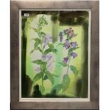 A Jenny Matthews framed watercolour of Nettle-leaved bellflower, frame size 71 x 90cm. Provenance: