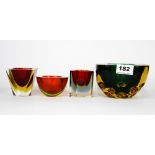 Four 1970's Murano glass bowls, largest Dia. 13cm.