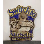 A plywood based vintage Michelin tyres sign, W.77cm, H.104cm.