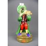 A vintage Murano glass figure of a pirate playing a fiddle, H.30cm.