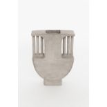 Anna Jukova, "Vase Rhythm 1.6", grey chamotte clay, transparent glaze inside, 27 x 20 x 8cm, 2021.