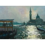 Ian Layton, "Venice Morning Light", unframed oil on canvas, 10 x 8in, c. 2019. Painting in Venice is