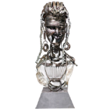 Andrew Omote Edjobeguo, “Women Prejudice” , resin and calcium cast and iron sculpture, 32 × 13 ×