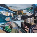Andy Hollinghurst, "Scarborough montage", unframed acrylic on canvas, 81 x 102cm, c. 2020. This
