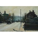 Ian Layton, "Winter lights towards Old Denaby", unframed oil on canvas, 12 x 8in, c. 2020. Such