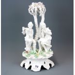 An Italian hand made porcelain centre piece. H. 33cm.