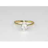 A 9ct yellow gold stone set solitaire ring, (O).