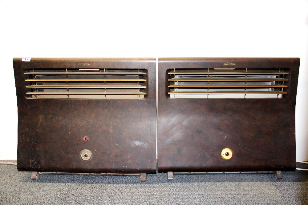 A pair of vintage Thermovent bakelite front electric heaters, 65 x 59cm. (for decorative use only)