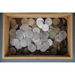 A large box of mixed coins etc.