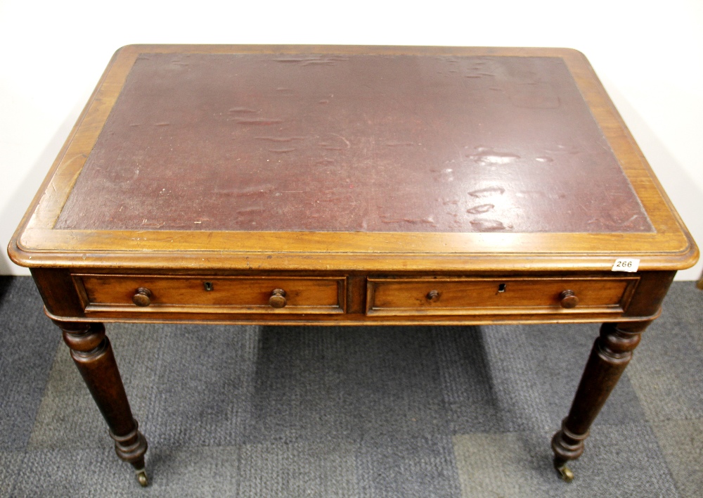 A Victorian two drawer mahogany desk, W. 104 x 69 x 73cm. - Image 2 of 2