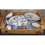A quantity of blue and white china.