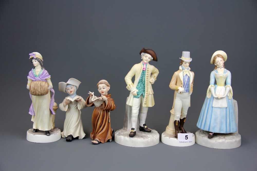 A group of four Royal Worcester figurines ' The Gallant's lady', ' Regency Lady', 'The Gallant', '