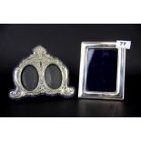 A hallmarked silver photo frame and one other, frame size 12 x 16cm.